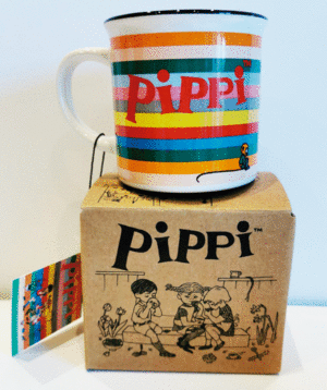 TAZA PIPPI BLANCA CON RAYAS AZULES